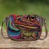 Vibrant and psychedelic illustration of an adorable frog saddle bag