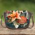 Vibrant Geometric Floral Arrangement Saddle Bag