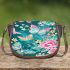 Vibrant pattern of pink and turquoise butterflies saddle bag