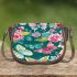 Vibrant pattern of pink and turquoise butterflies saddle bag