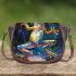 Vividly colored frog dancing on its hind legs saddle bag