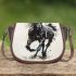 Watercolor black horse saddle bag