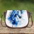 Watercolor blue horse saddle bag