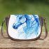 Watercolor blue horse saddle bag