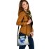 Watercolor blue horse shoulder handbag