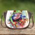 Watercolor cute cartoon red eyed tree frog saddle bag