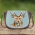 Watercolor deer head with antlers saddle bag