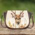 Watercolor deer light beige background with fall colors saddle bag