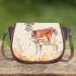 Watercolor deer light beige background with fall colors saddle bag