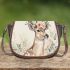 Watercolor deer with a floral crown and antlers saddle bag