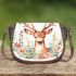 Watercolor deer with flowers saddle bag