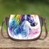 Watercolor horse in rainbow colors saddle bag