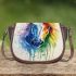 Watercolor horse in rainbow colors saddle bag