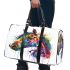 Watercolor illustration colorful horse head 3d travel bag