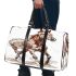 Watercolor illustration of an elegant brown french horse 3d travel bag