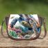 Watercolor sea turtle with coral reef and fish saddle bag