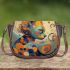 Whimsical cat in colorful harmony Saddle Bags for Women: Perfect Gift for Girlfriend, Wife, Daughter