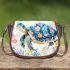 Whimsical watercolor turtle with floral patterns saddle bag