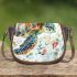 Whimsical watercolor turtle with floral patterns saddle bag