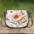 White floral print with bees and flowers 3d saddle bag