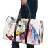 White horse with colorful paint splashes on its face 3d travel bag