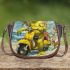 yellow grinchy with black sunglass ride motorbike Saddle Bag Saddle Bag