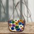 Mushroom in bold flat colors like blue Saddle Bag, Totes, Crossbody, Purse: Bag Gift Idea for Girlfriend, Sitter, Birthday, Women ,Daughter, Mama, Ladies