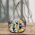 Pattern of flowers dogs cats mushrooms Saddle Bag, Totes, Crossbody, Purse: Bag Gift Idea for Girlfriend, Sitter, Birthday, Women ,Daughter, Mama, Ladies