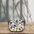 Pattern of flowers dogs cats mushrooms Saddle Bag, Totes, Crossbody, Purse: Bag Gift Idea for Girlfriend, Sitter, Birthday, Women ,Daughter, Mama, Ladies