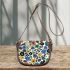 Pattern of flowers dogs cats mushrooms Saddle Bag, Totes, Crossbody, Purse: Bag Gift Idea for Girlfriend, Sitter, Birthday, Women ,Daughter, Mama, Ladies