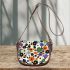 Pattern of flowers maru aronson different colors Saddle Bag, Totes, Crossbody, Purse: Bag Gift Idea for Girlfriend, Sitter, Birthday, Women ,Daughter, Mama, Ladies