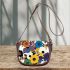 Pattern of flowers maru aronson different colors Saddle Bag, Totes, Crossbody, Purse: Bag Gift Idea for Girlfriend, Sitter, Birthday, Women ,Daughter, Mama, Ladies