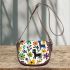 Pattern of flowers wild animals maru aronson Saddle Bag, Totes, Crossbody, Purse: Bag Gift Idea for Girlfriend, Sitter, Birthday, Women ,Daughter, Mama, Ladies