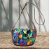 Abstract art in the style of cubism saddle bag