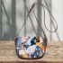 Abstract art painting of a cockatoo in blue saddle bag