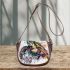 Abstract art painting of a sea turtle in dark saddle bag