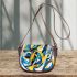 Abstract blue and yellow geometric masterpiece saddle bag