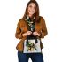 Abstract composition featuring various geometric shapes shoulder handbag