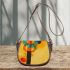 Abstract composition of circles and lines in the style saddle bag