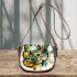 Abstract composition with geometric shapes saddle bag