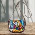Abstract cubist fox geometric shapes saddle bag