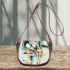 Abstract design with geometric shapes and organic forms saddle bag