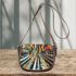 Abstract futuristic vector illustration of an urban cityscape saddle bag