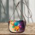 Abstract painting of circles and spheres saddle bag