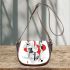 Abstract shapes in red grey and black saddle bag