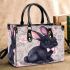 Adorable black rabbit with pink ears small handbag