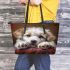 Adorable Paws and Wagging Tails 5 Leather Tote Bag