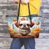 Autumnal canine cosplay leather tote bag