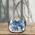 Beautiful blue butterfly with flowers saddle bag