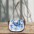 Beautiful blue butterfly with flowers saddle bag